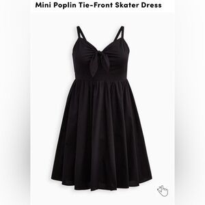 Torrid Black Mini Poplin Tie-Front Skater Dress